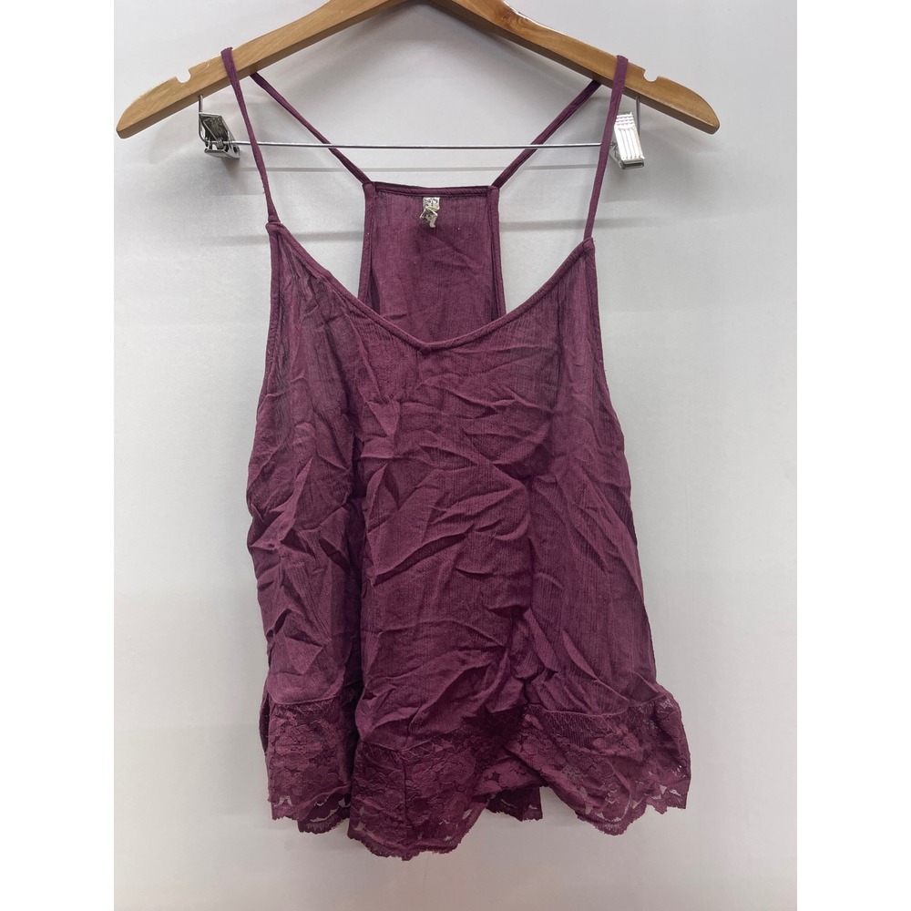 Intimately Free People Plum Purple Lace Trim Racerback Camisole Tank Top Small
